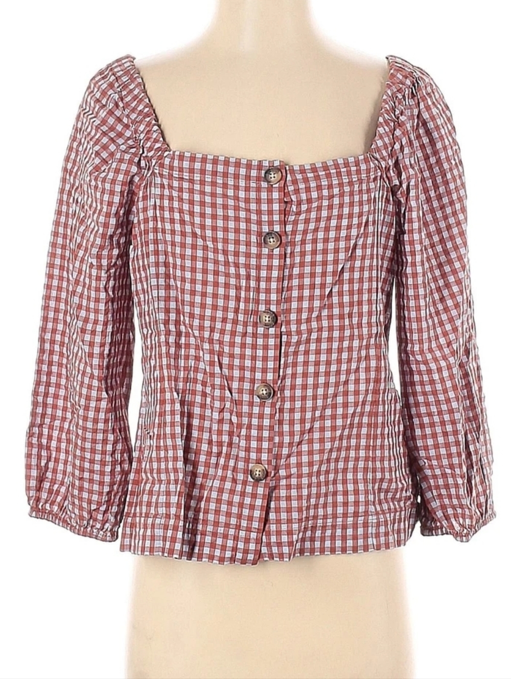 Madwell Gingham Seersucker Top 6 - Picture 3 of 7